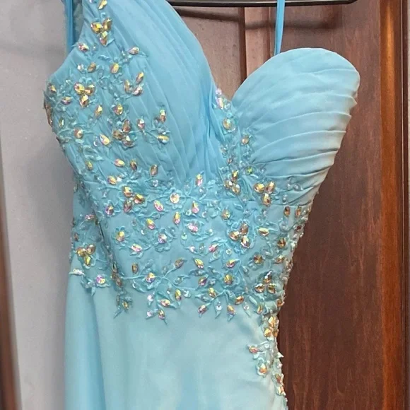 blue studded dress 70s Rhinestone Studded Maxi Dress main image 1